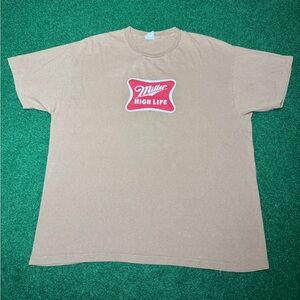 Miller High Life Vintage 90s Beer Brown Single Stitch XL 24x29 T Shirt